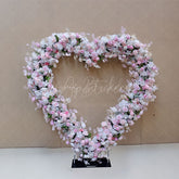 Aperturee - Aperturee Pink Rose Heart Shape Flower Wall Wedding Decoration